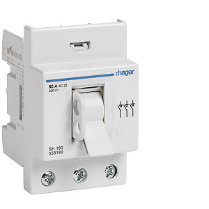 Pääkytkin 3-napainen 80A 3 moduulia, virtakiskoadapterilla