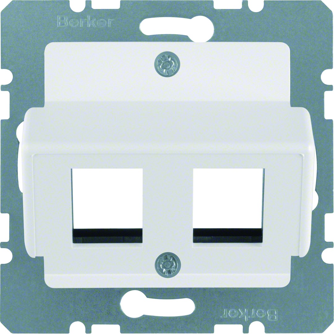 Telerasia 2xRJ45 AMP-liittimille 30°, 50×50, puhtaanvalkoinen matta