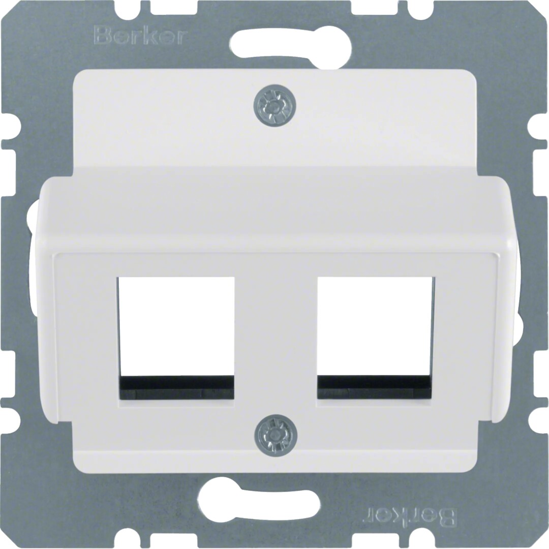 Telerasia 2xRJ45 AMP-liittimille 30°, 50×50, puhtaanvalkoinen matta