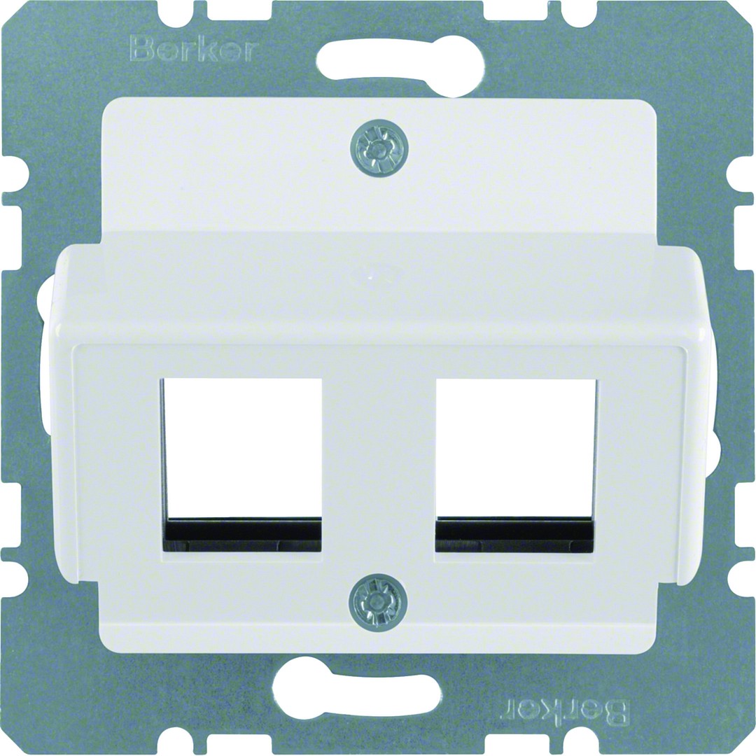 Telerasia 2xRJ45 Keystone-liittimille 30°, 50×50, puhtaanvalkoinen matta