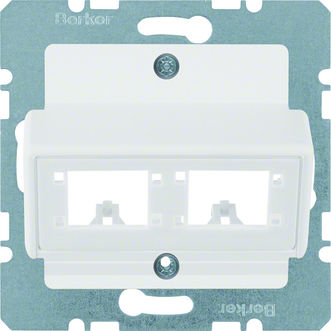 Telerasia 2xRJ45 R&M-liittimille 30°, 50×50, puhtaanvalkoinen matta