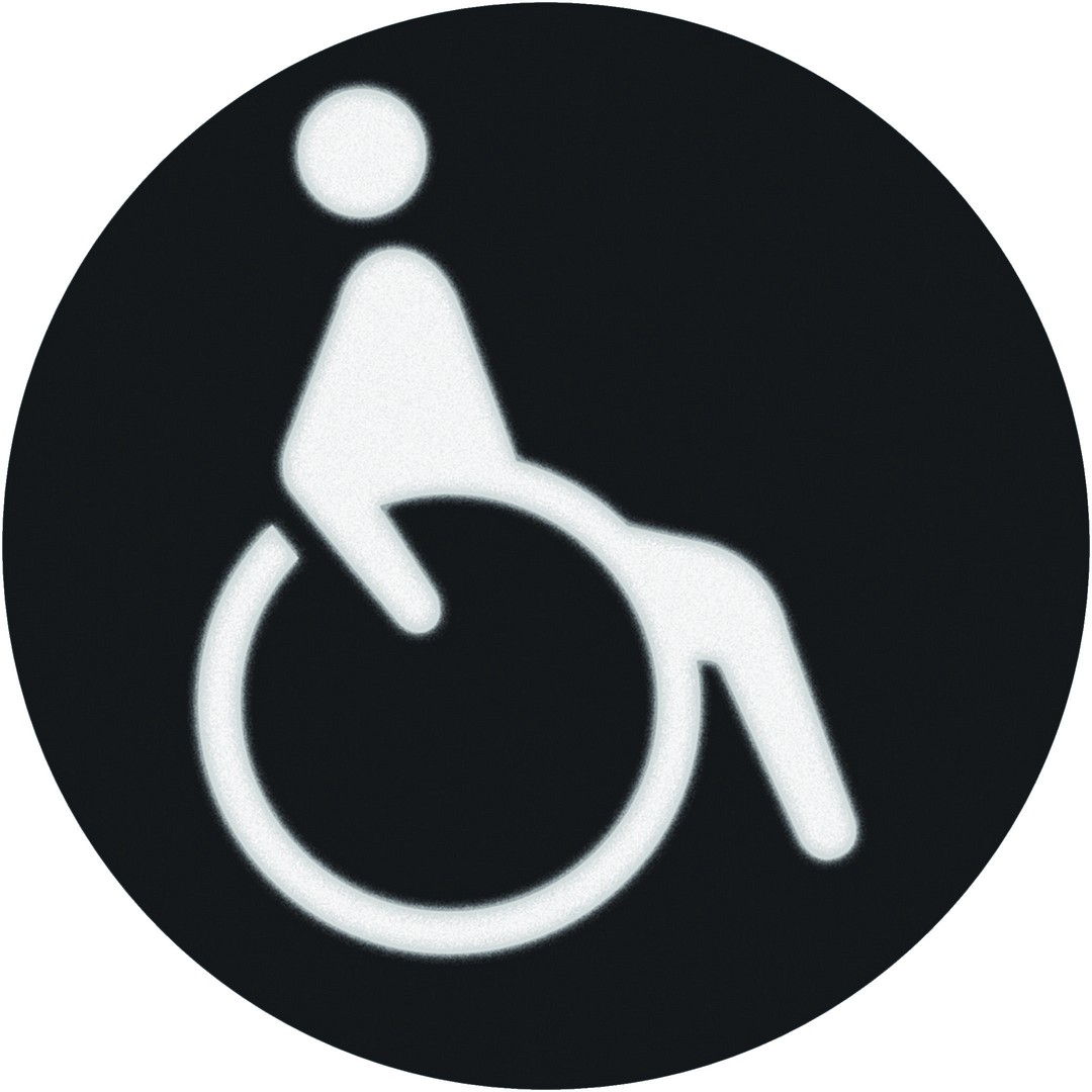 Symbolikalvo pyöreä pyörätuoli-kuviolla valkoiselle LED-merkkivalolle