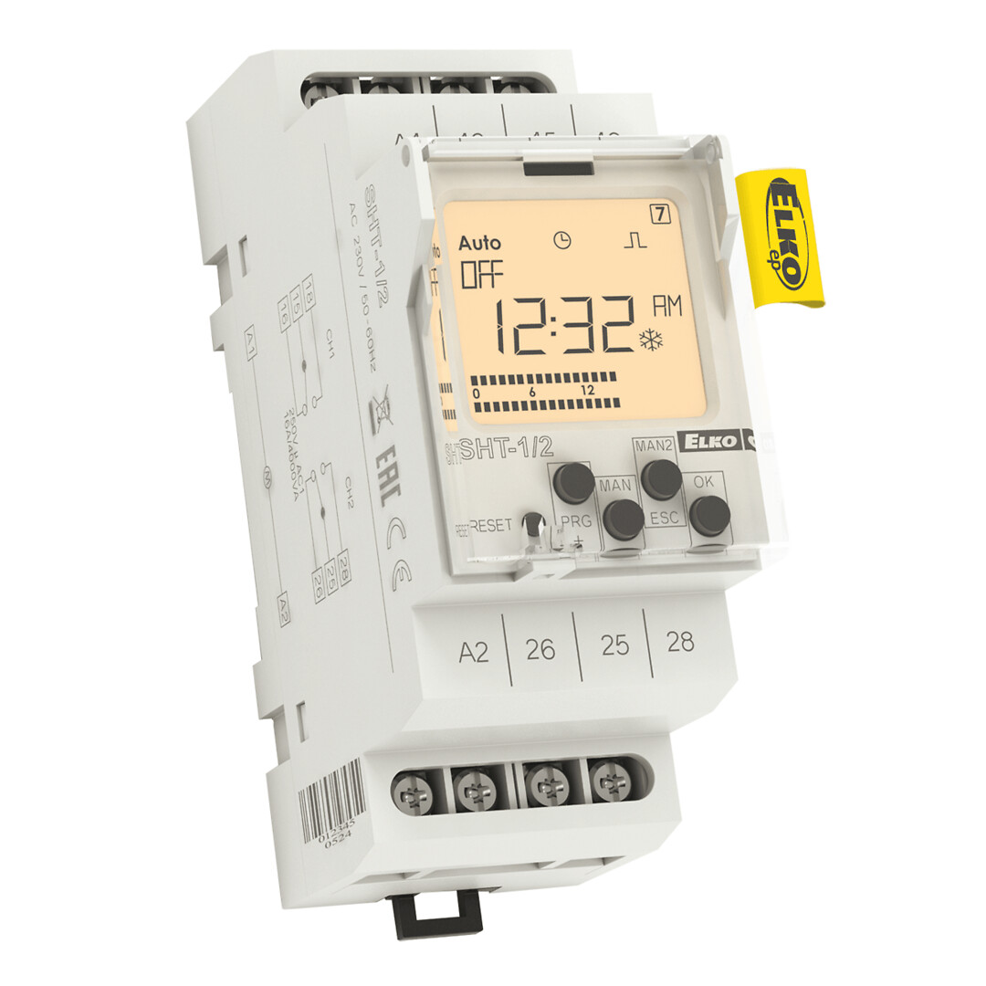 Kellokytkin digitaalinen SHT-1/2 vko 2-kan 16A 230VAC