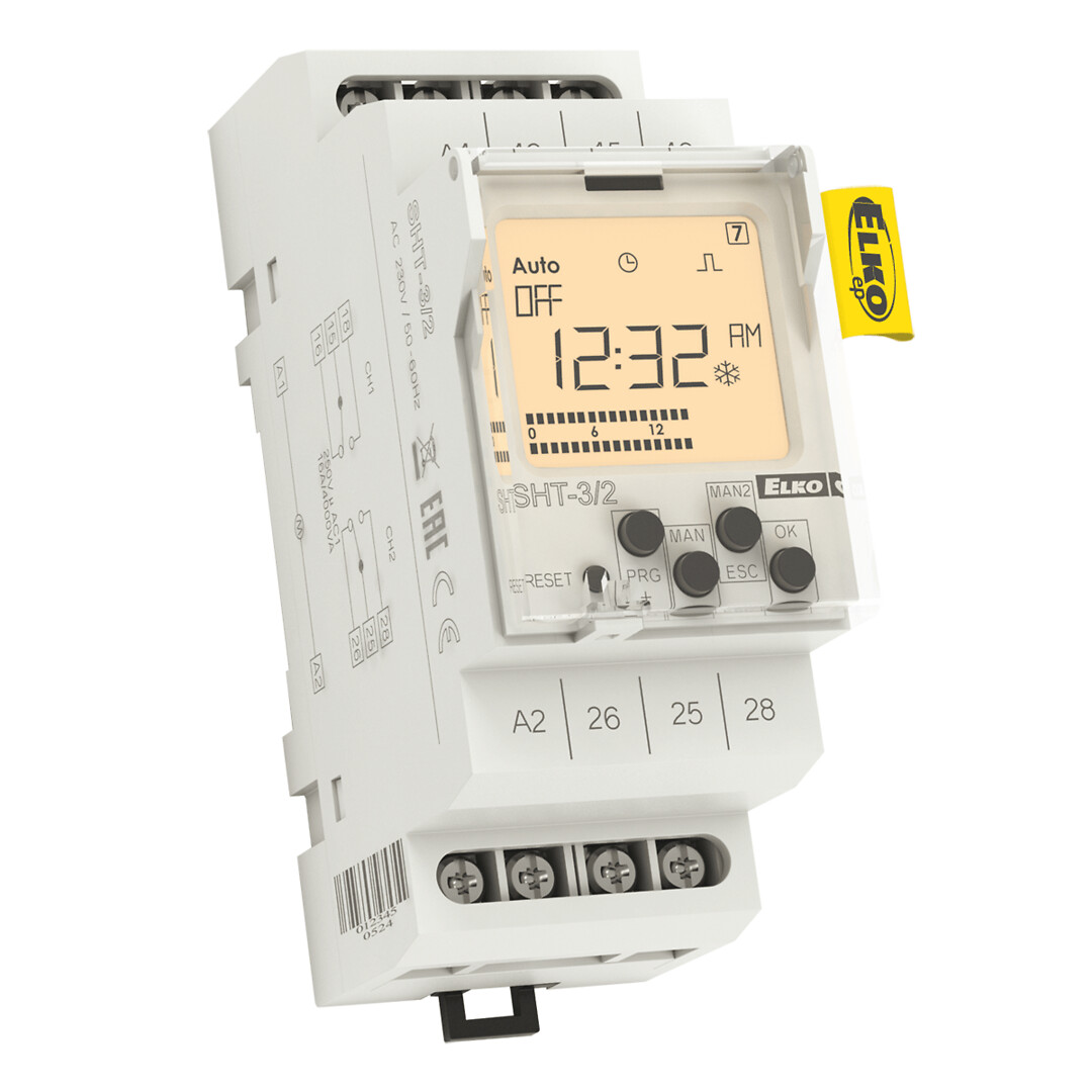 Kellokytkin digitaalinen SHT-3/2 vuosi 2-kan 16A 230VAC