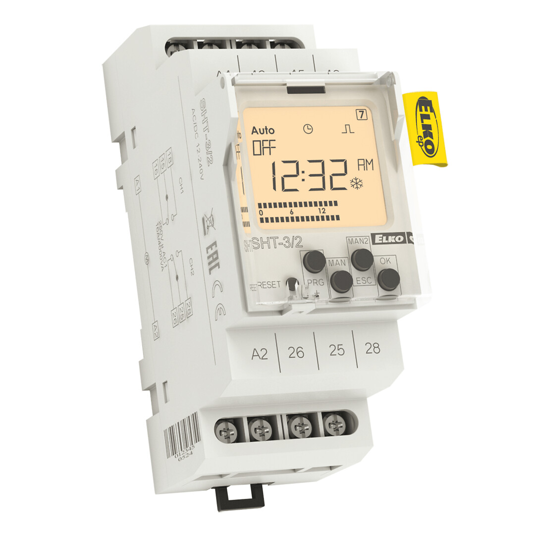 Kellokytkin digitaalinen SHT-3/2 vuo 2-kan 16A 12-240V