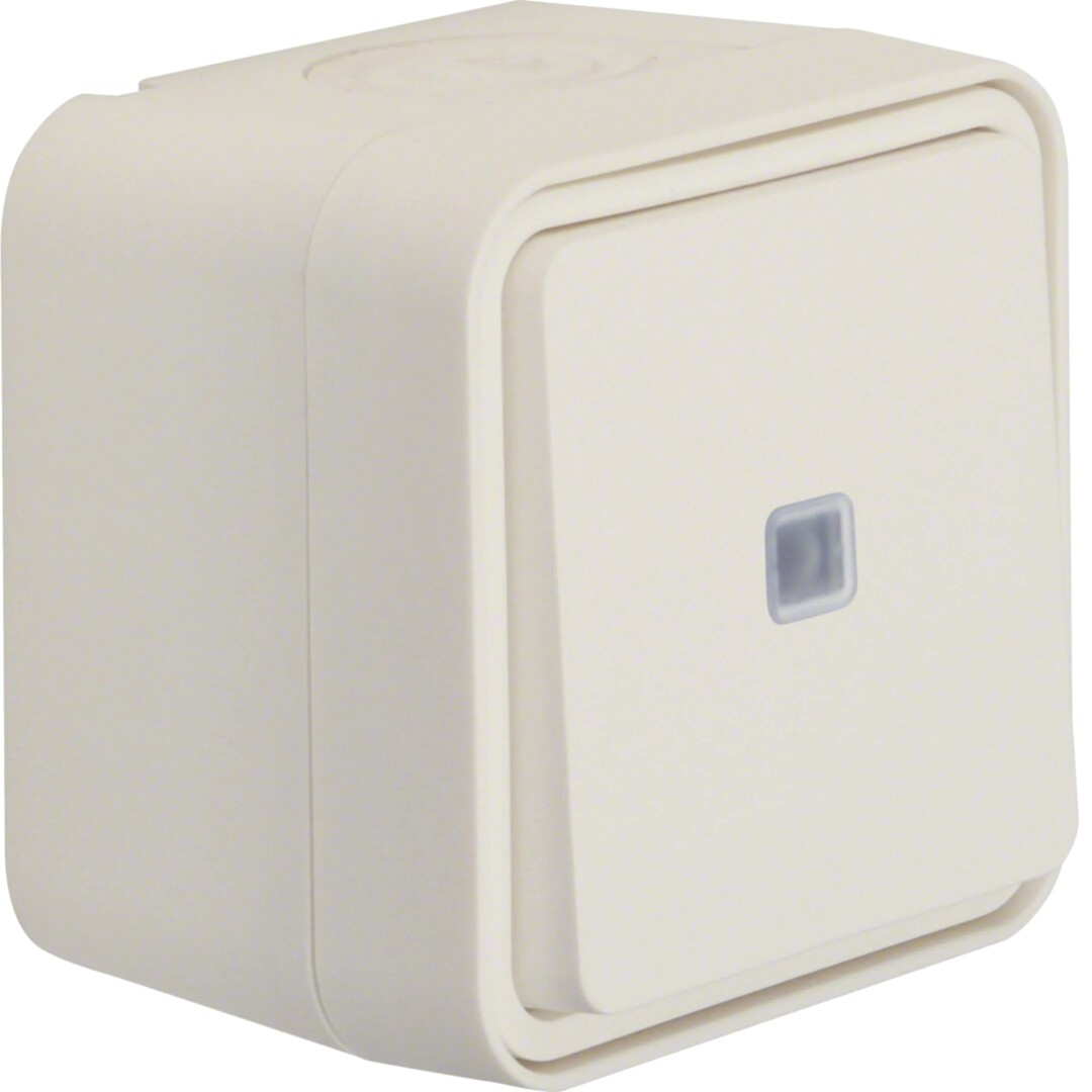 Vaihtokytkin pinta 10AX/250VAC jousiliit. sin LED, IP55, W.1, puhtaanvalkoinen