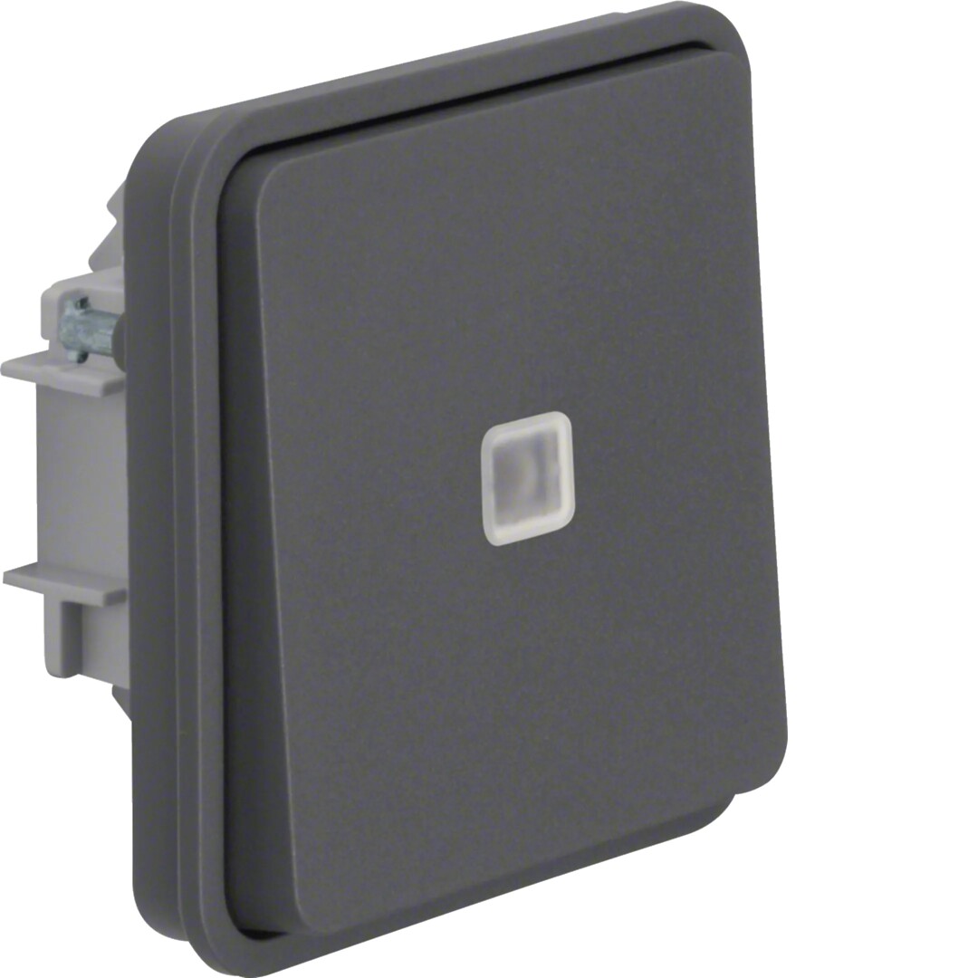 Vaihtokytkinrunko (6) 10AX/250VAC, sinisellä LED 230VAC, W.1, harmaa