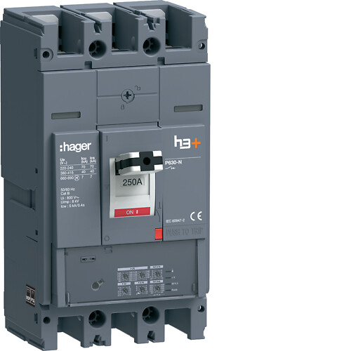 Kompaktikatkaisija h3+ p630 aset. LSI-suojareleellä 3-napainen 250A 40kA