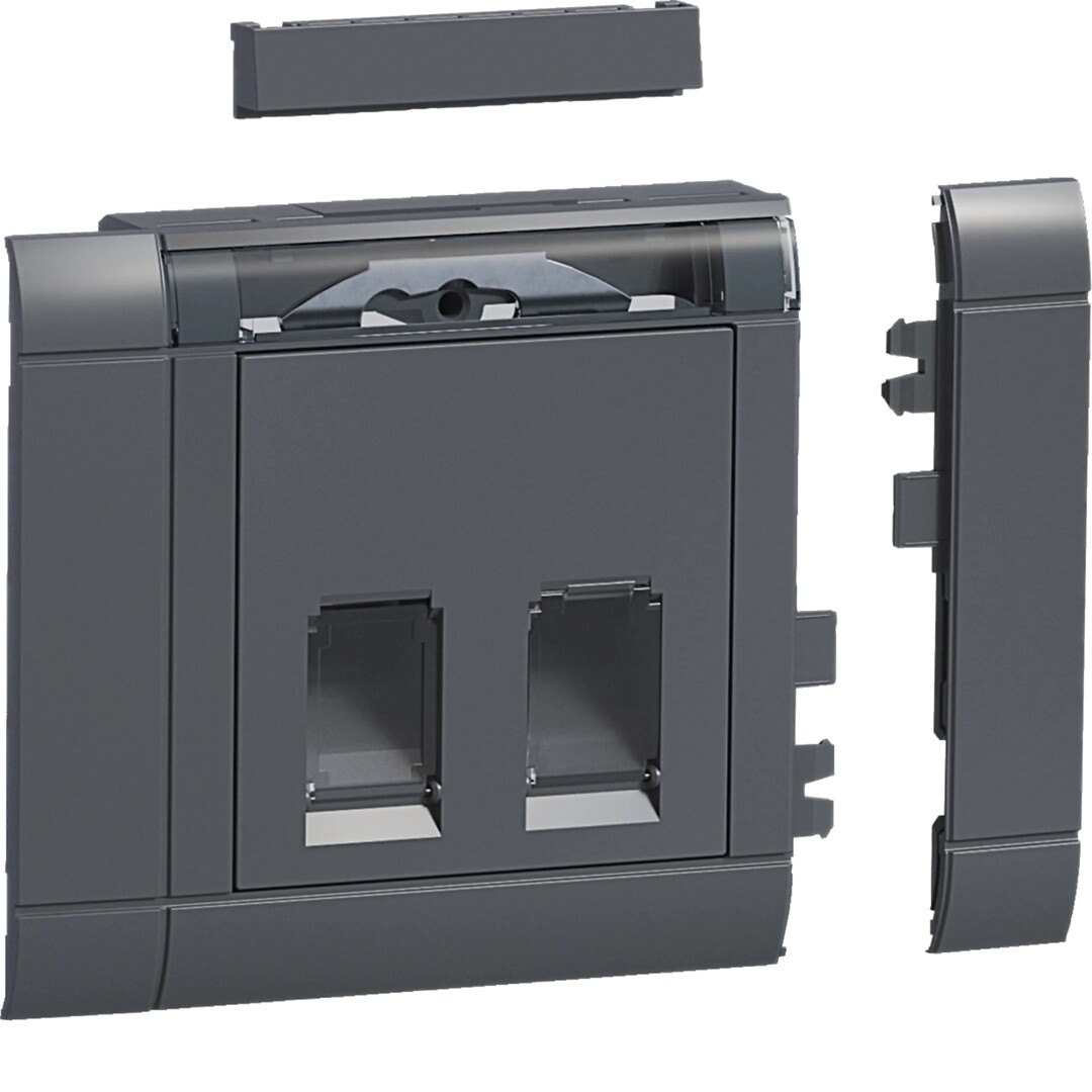 Kanavadatarasiapakkaus 2-osainen RJ45 Keystone/AMP etureunak., grafiitinmusta