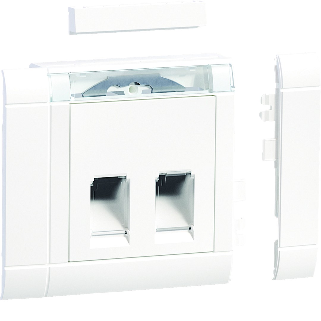 Kanavadatarasiapakkaus 2-osainen RJ45 Keystone/AMP etur., liikenteenvalkoinen