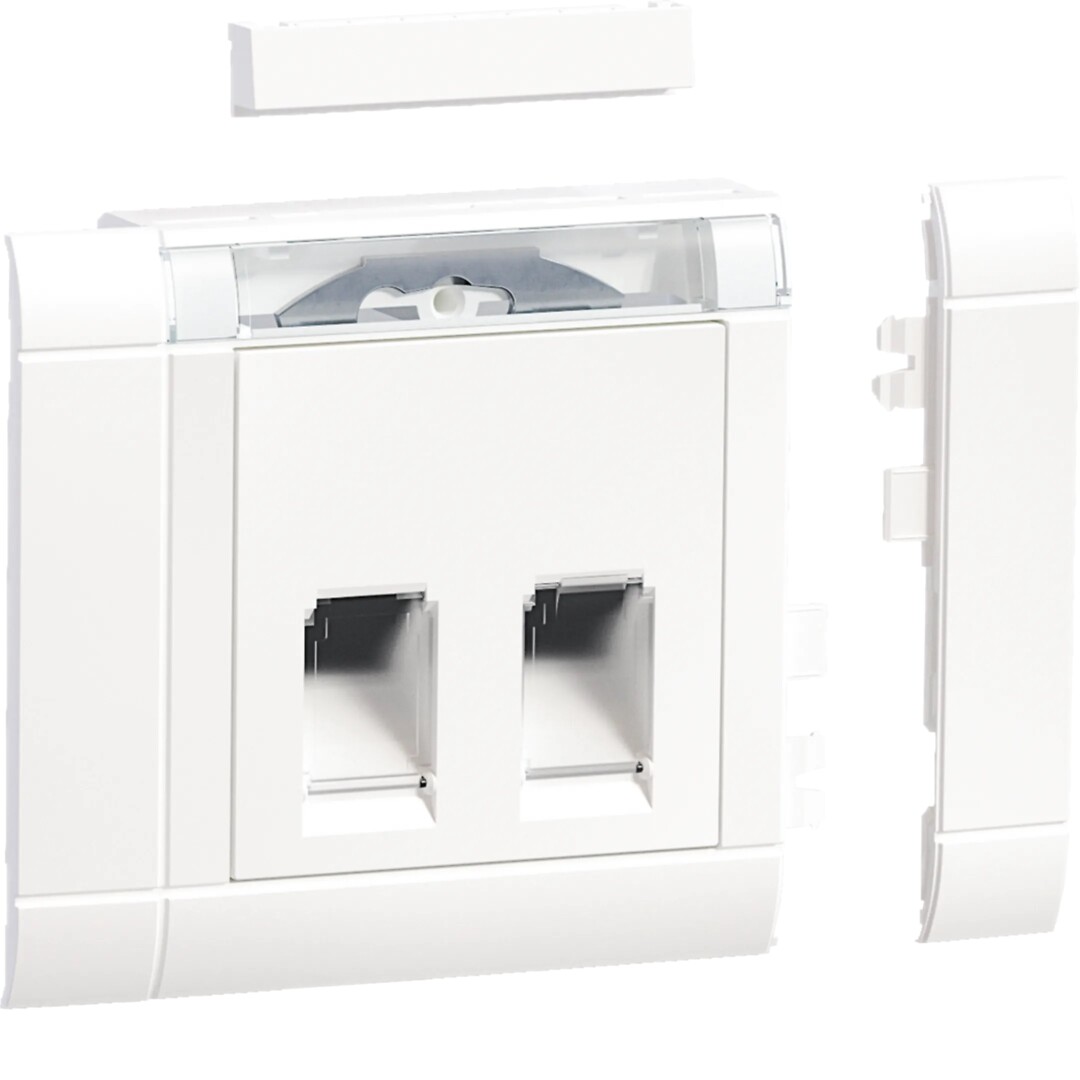 Kanavadatarasiapakkaus 2-osainen RJ45 Keystone/AMP etur., liikenteenvalkoinen