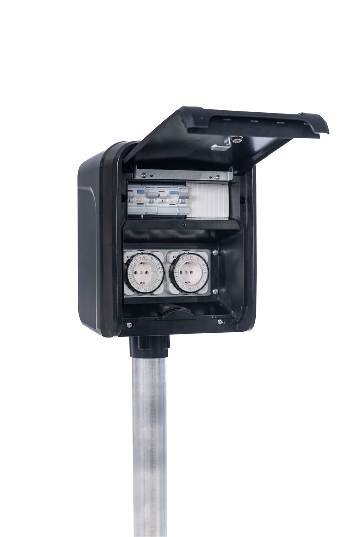 UTUFoX Piharasia IP44, In 16A, kello, 2xVV + 2xJS