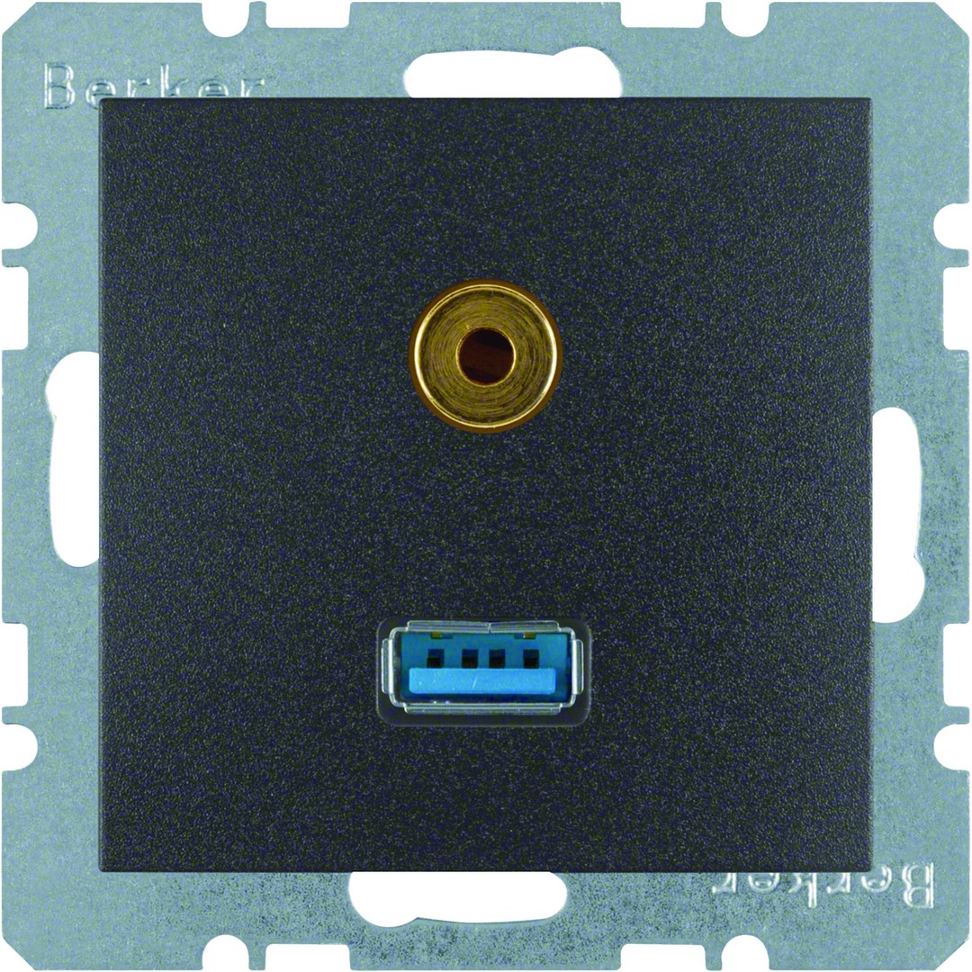 Audiopistorasia USB/3.5mm audiojakki, S.1/B.x, antrasiitti matta