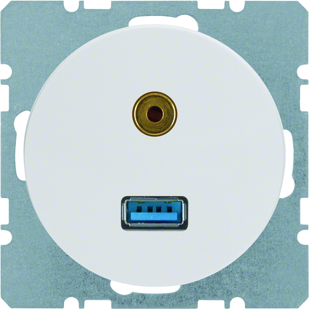 Audiopistorasia USB/3.5mm audiojakki, R.x, musta kiiltävä