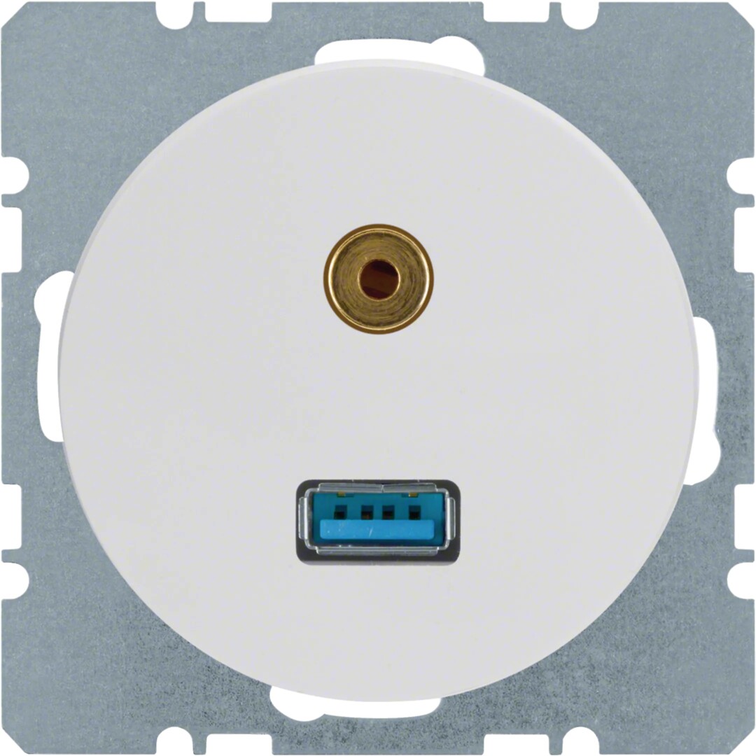 Audiopistorasia USB/3.5mm audiojakki, R.x, musta kiiltävä