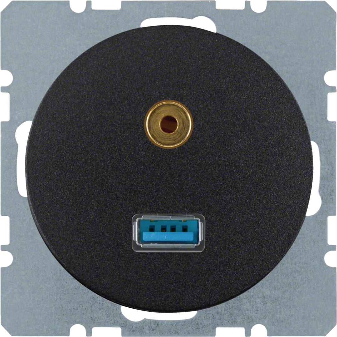 Audiopistorasia USB/3.5mm audiojakki, R.x, puhtaanvalkoinen kiiltävä