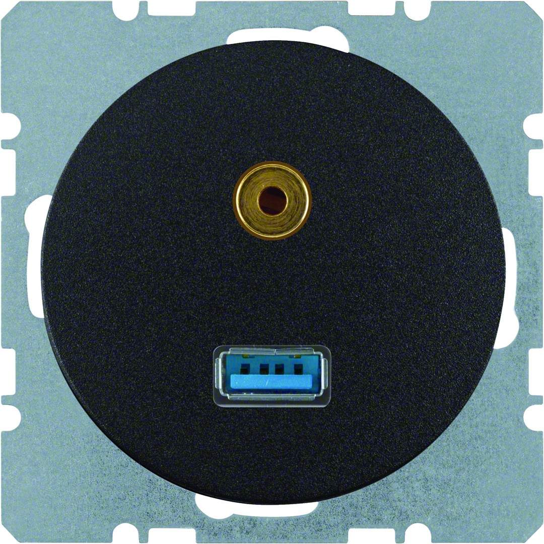 Audiopistorasia USB/3.5mm audiojakki, R.x, puhtaanvalkoinen kiiltävä