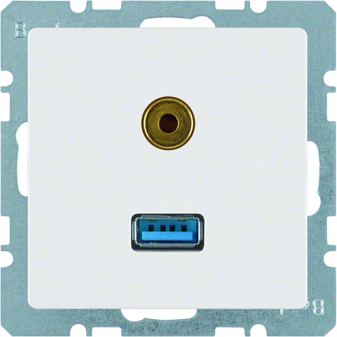 Audiopistorasia USB/3.5mm audiojakki, Q.x, puhtaanvalkoinen samettinen