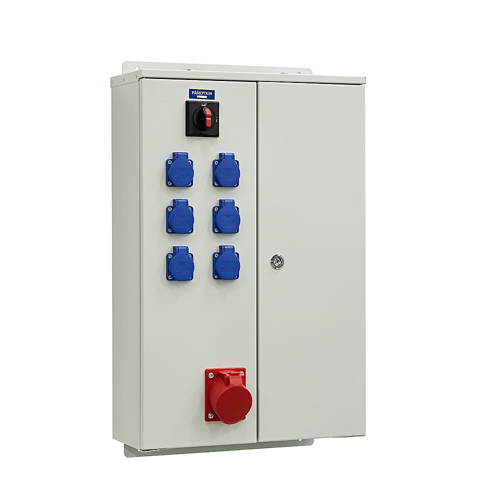 Pistorasiakeskus IP44 pinta In=63A, FE, voimavirta 1x16A, 6xSchuko