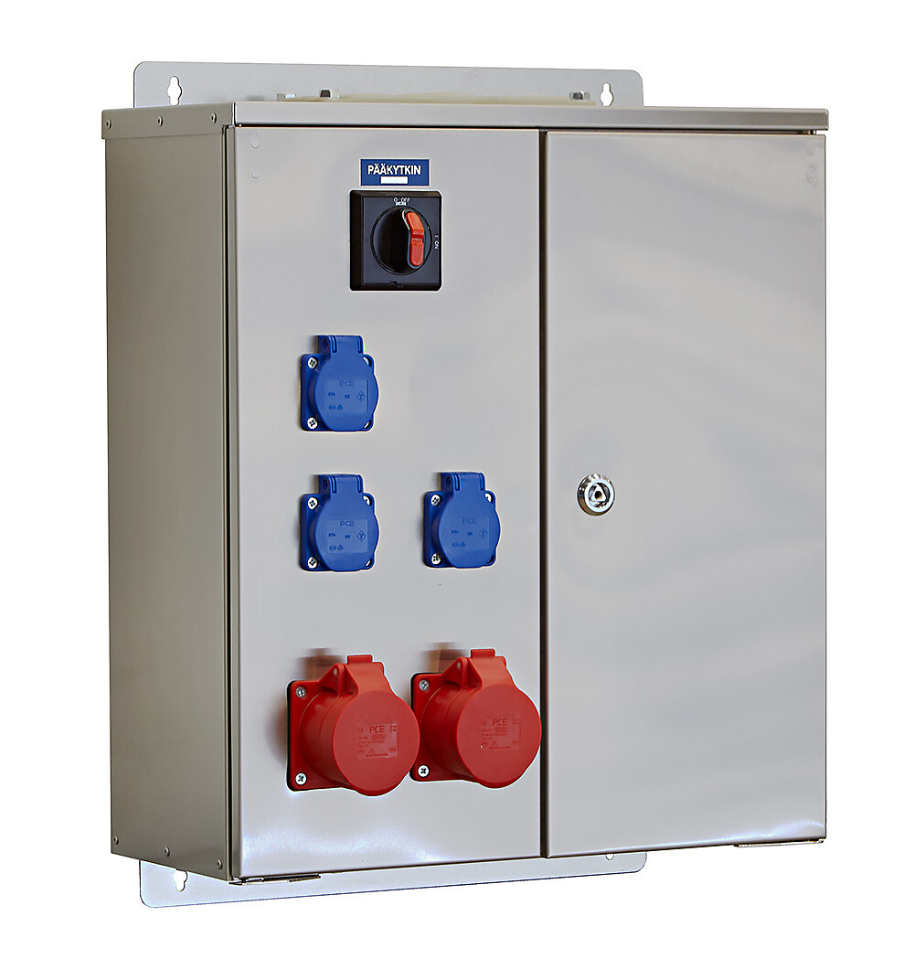 Pistorasiakeskus IP44 pinta In=63A, RST, voimavirta 1x32A+1x16A, 3xSchuko