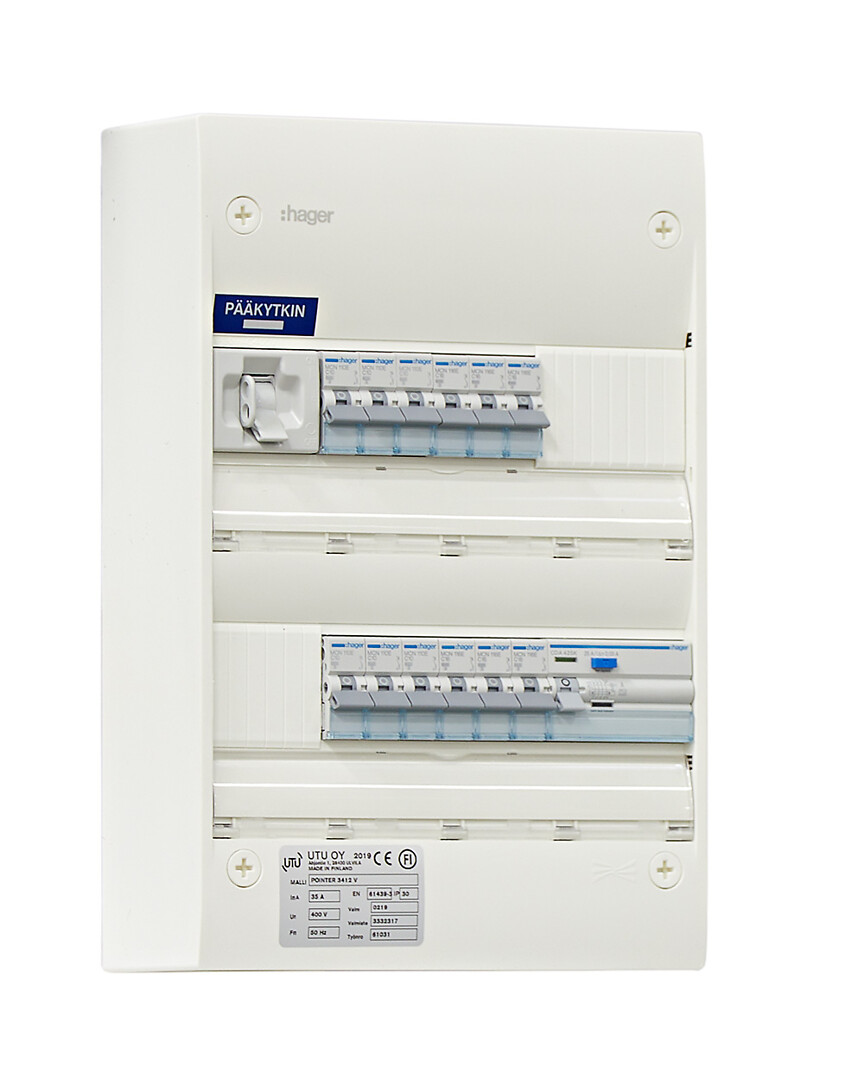 Ryhmäkeskus IP30 pinta In=35A, JSK 6xC10A+6xC16A, 1xVVSK, jousil.