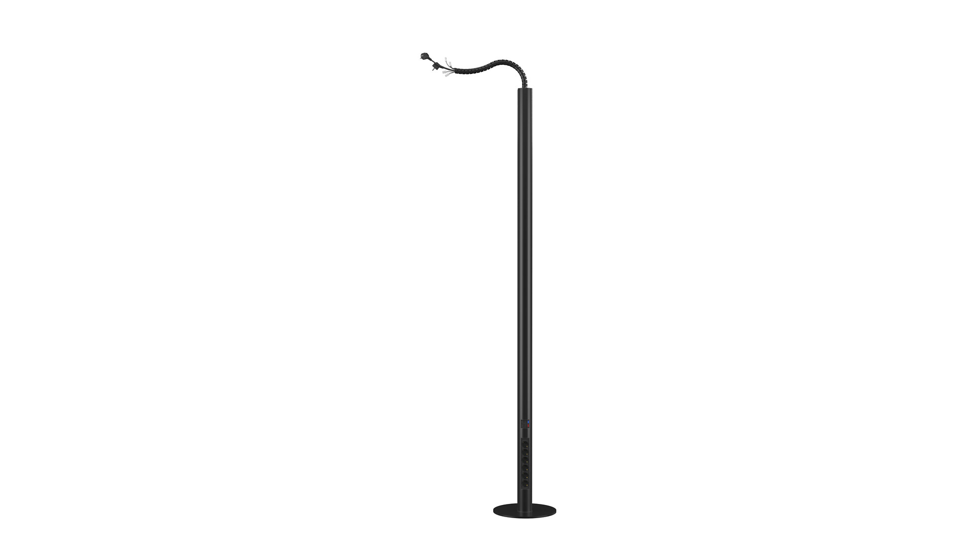 Pistorasiapylväs, Pajap, 2-puoleinen, musta, 1x 6PR + 2x RJ45 cat6 utp