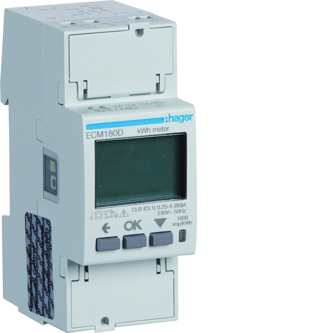 Energiamittari 1-vaiheinen, suora 80A, 2 moduulia, M-bus, MID