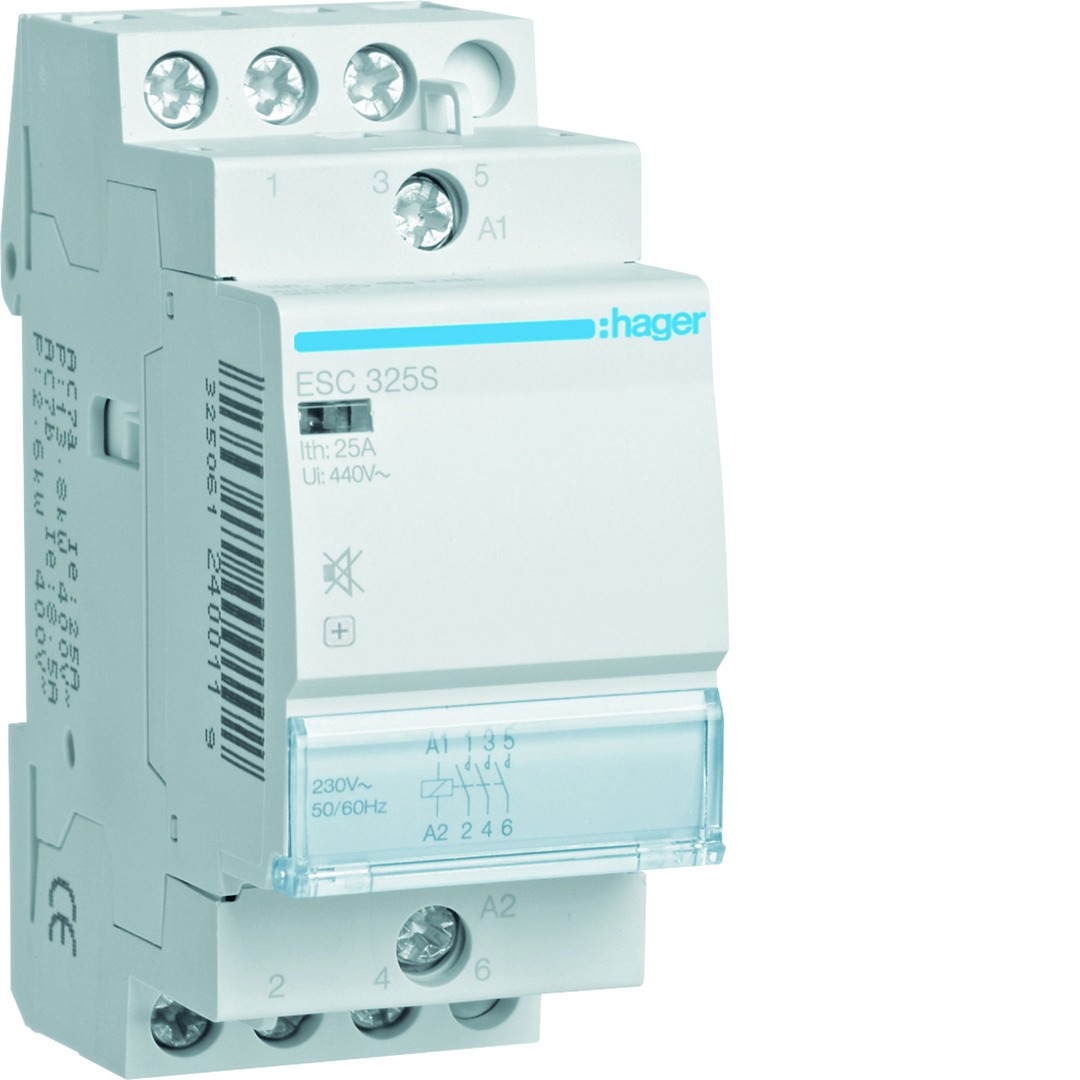 Kontaktori hurinaton 3s 25A kela 230VAC, 2 moduulia