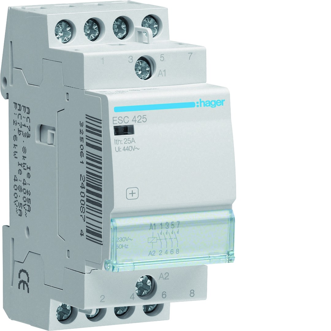 Kontaktori 4s 25A kela 230VAC, 2 moduulia