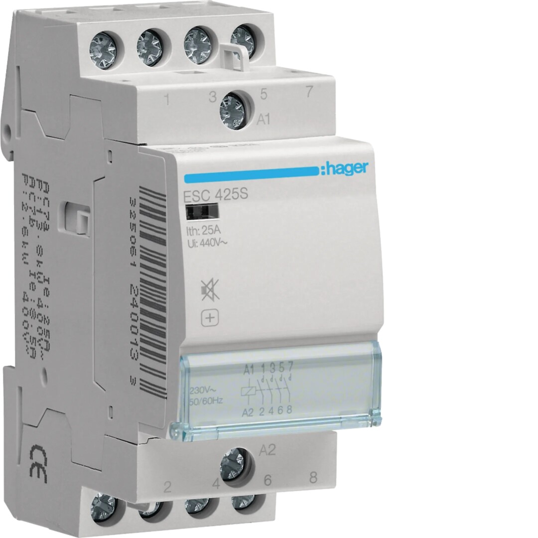 Kontaktori hurinaton 4s 25A kela 230VAC, 2 moduulia