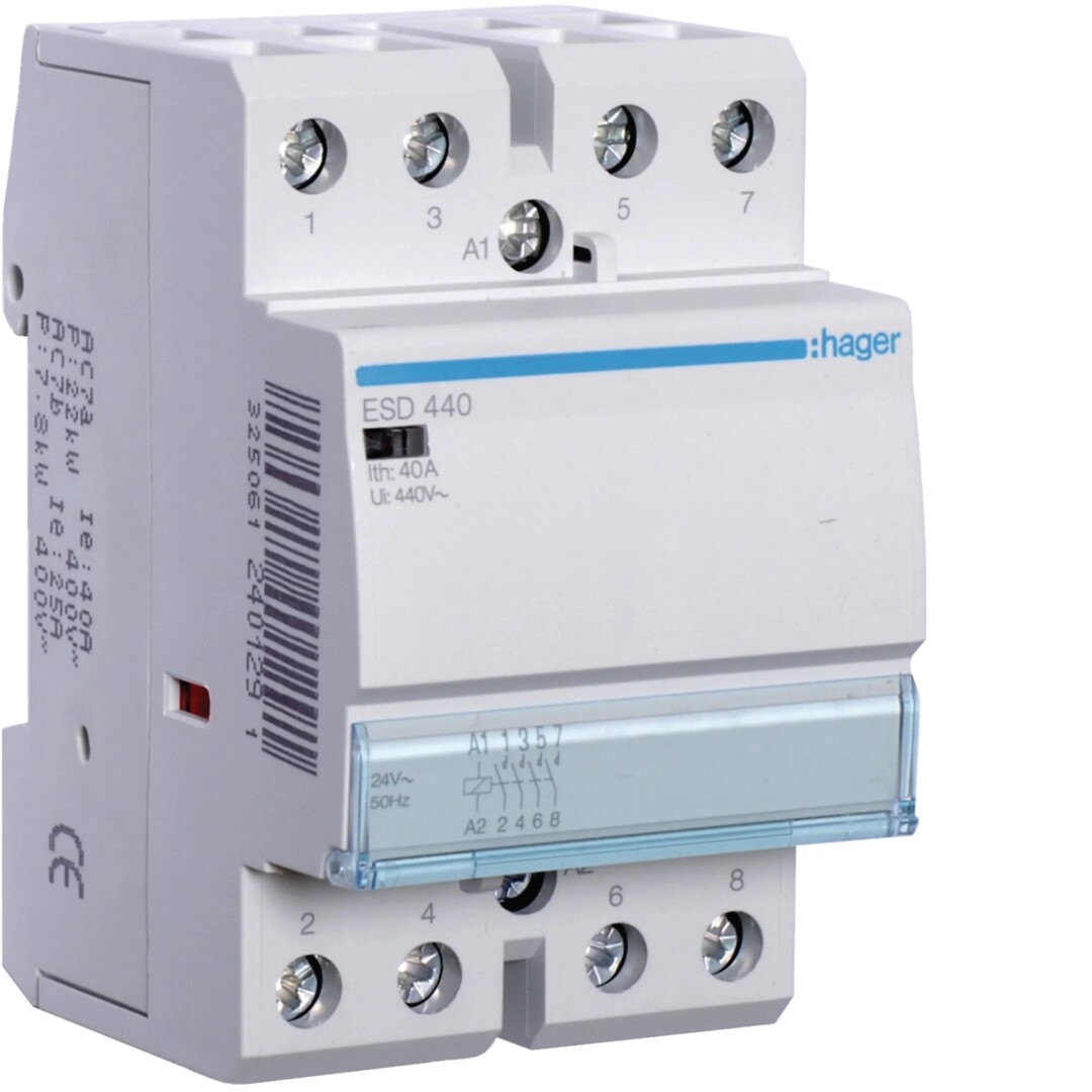Kontaktori 4s 40A kela 24VAC, 3 moduulia