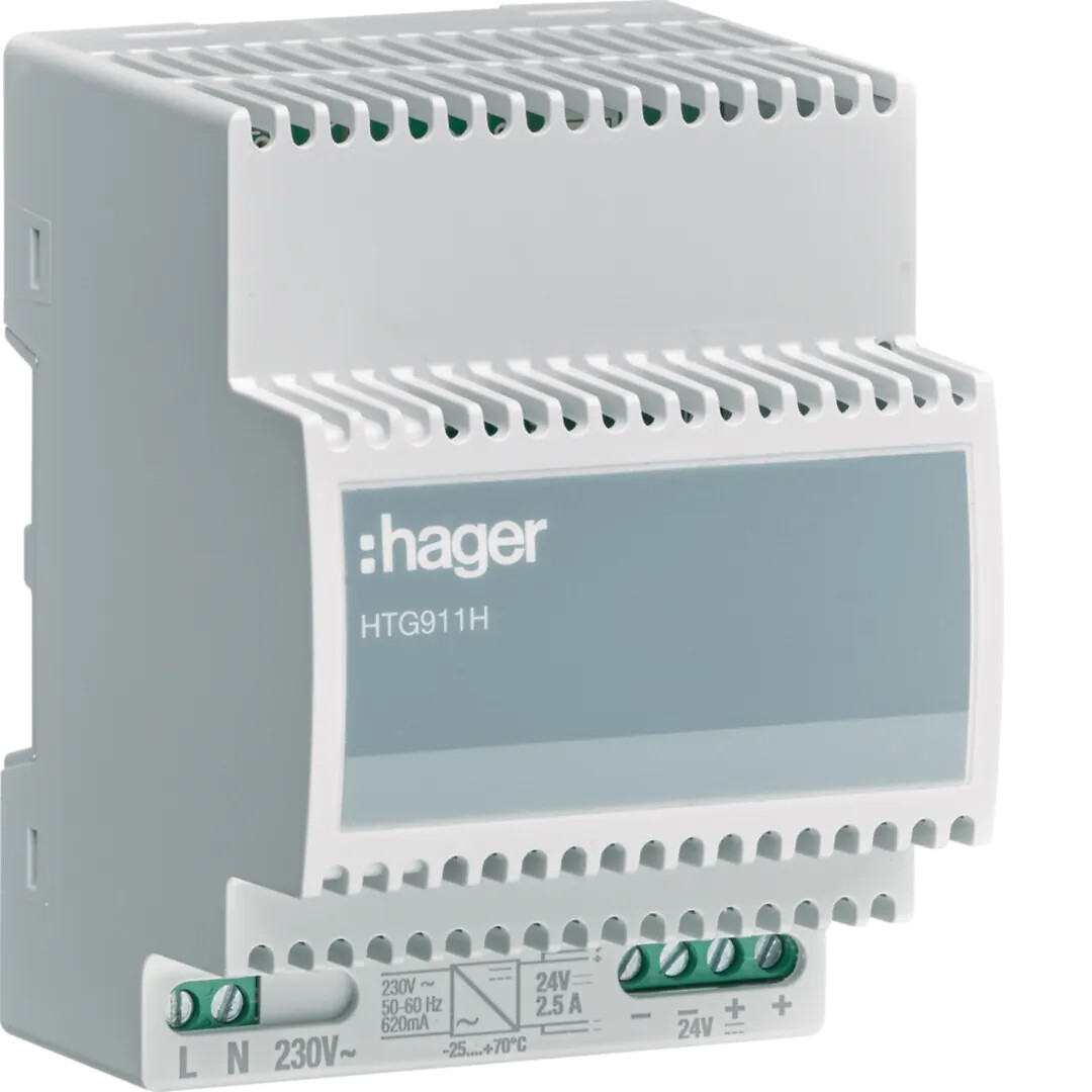 Teholähde 230VAC / 24VDC 2.5A, 4 moduulia