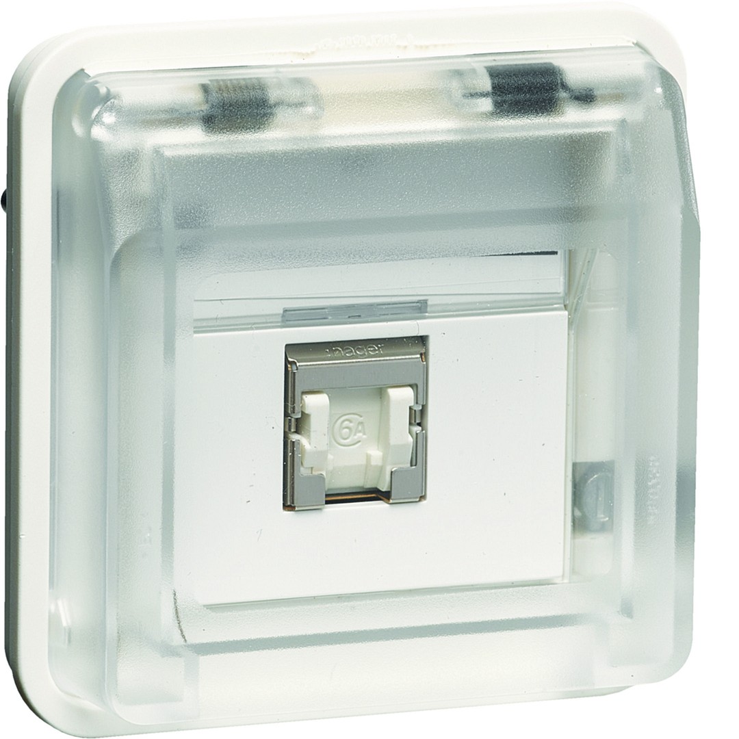 Datapistorasia 1xRJ45 Cat 6a suojattu, W.1, puhtaanvalkoinen