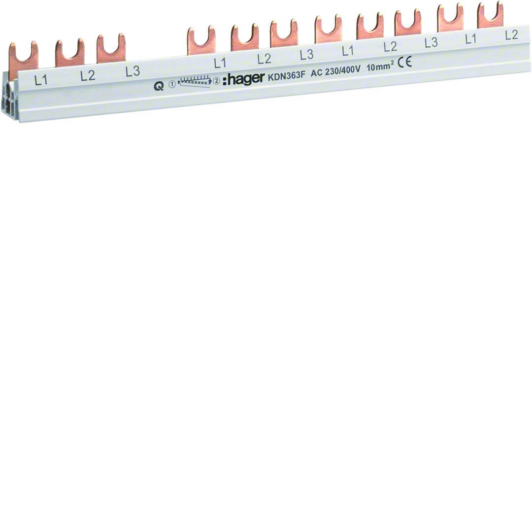 Vaihekisko 3-napainen VVSK 4N + JSK8 63A poikkipinta 10mm² 12 moduulia