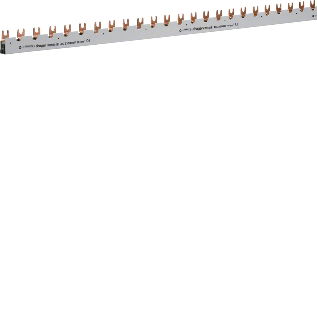 Virtakisko 3-napainen L1H+L2H+L3H 80A haarukka poikkipinta 16mm² 39 moduulia