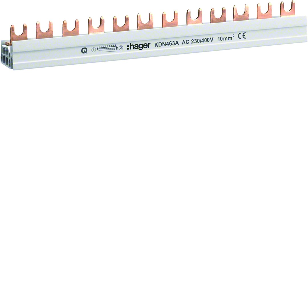 Virtakisko 4-napainen 63A haarukka poikkipinta 10mm² 12 moduulia