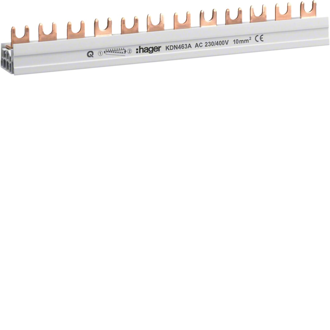 Virtakisko 4-napainen 63A haarukka poikkipinta 10mm² 12 moduulia