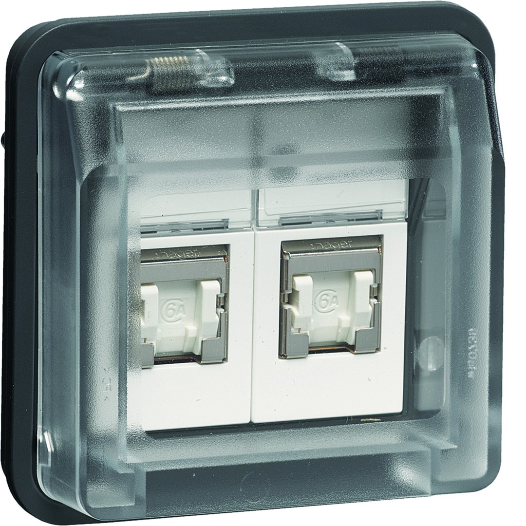 Datapistorasia 2xRJ45 Cata 6a suojattu, W.1, harmaa