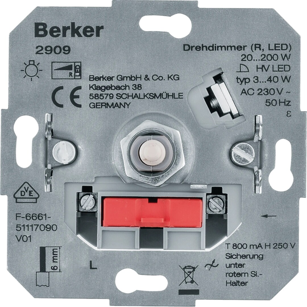 Kiertovalonsäädinrunko 3-40W/20-200W R+LED