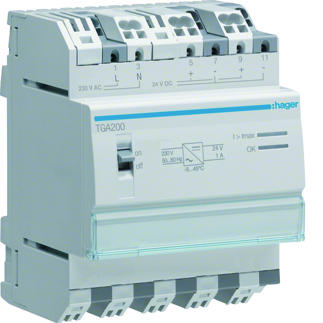 Teholähde 230VAC / 24VDC 1A, 4 moduulia