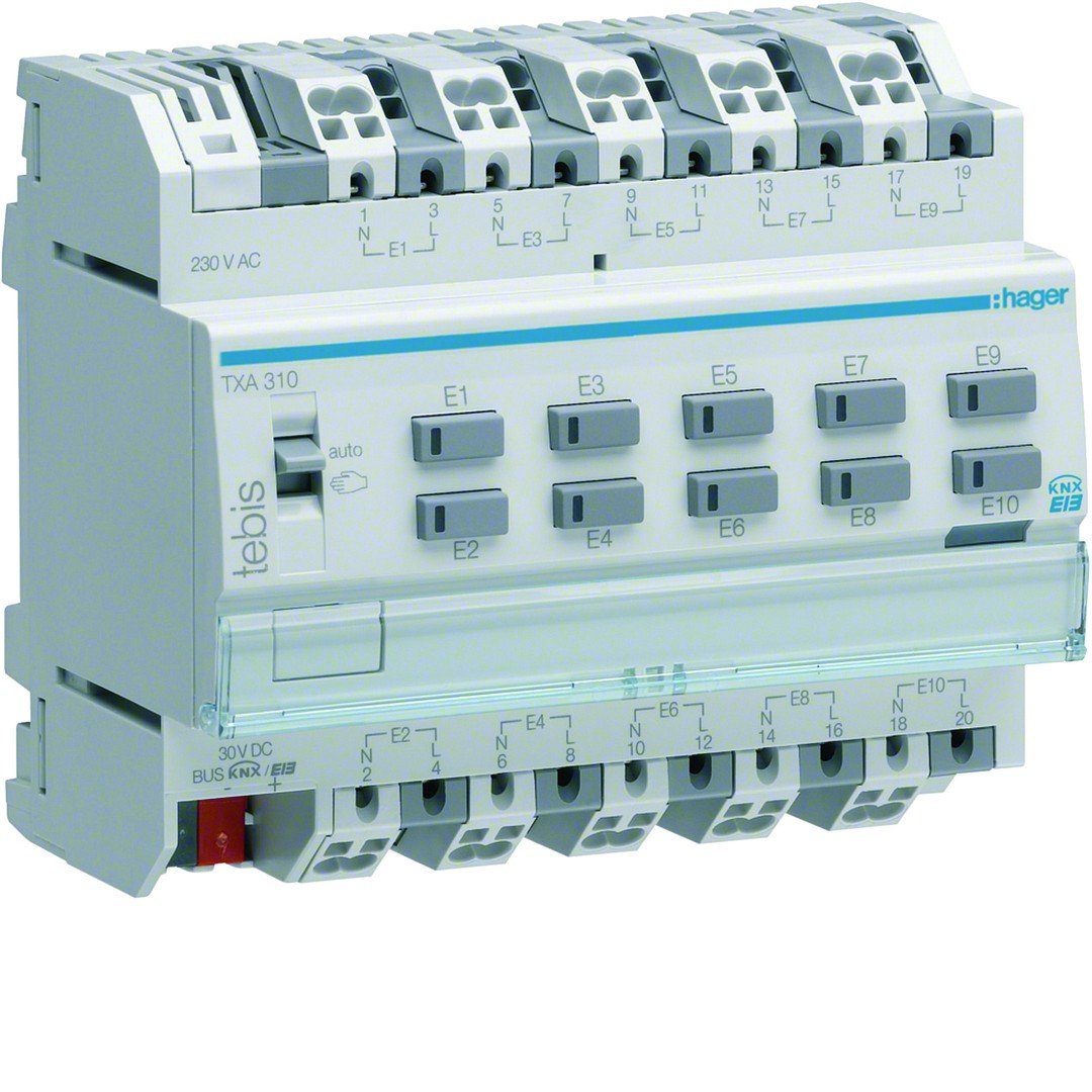 Binääritulo 10-kanavainen 230V 6M DIN, KNX