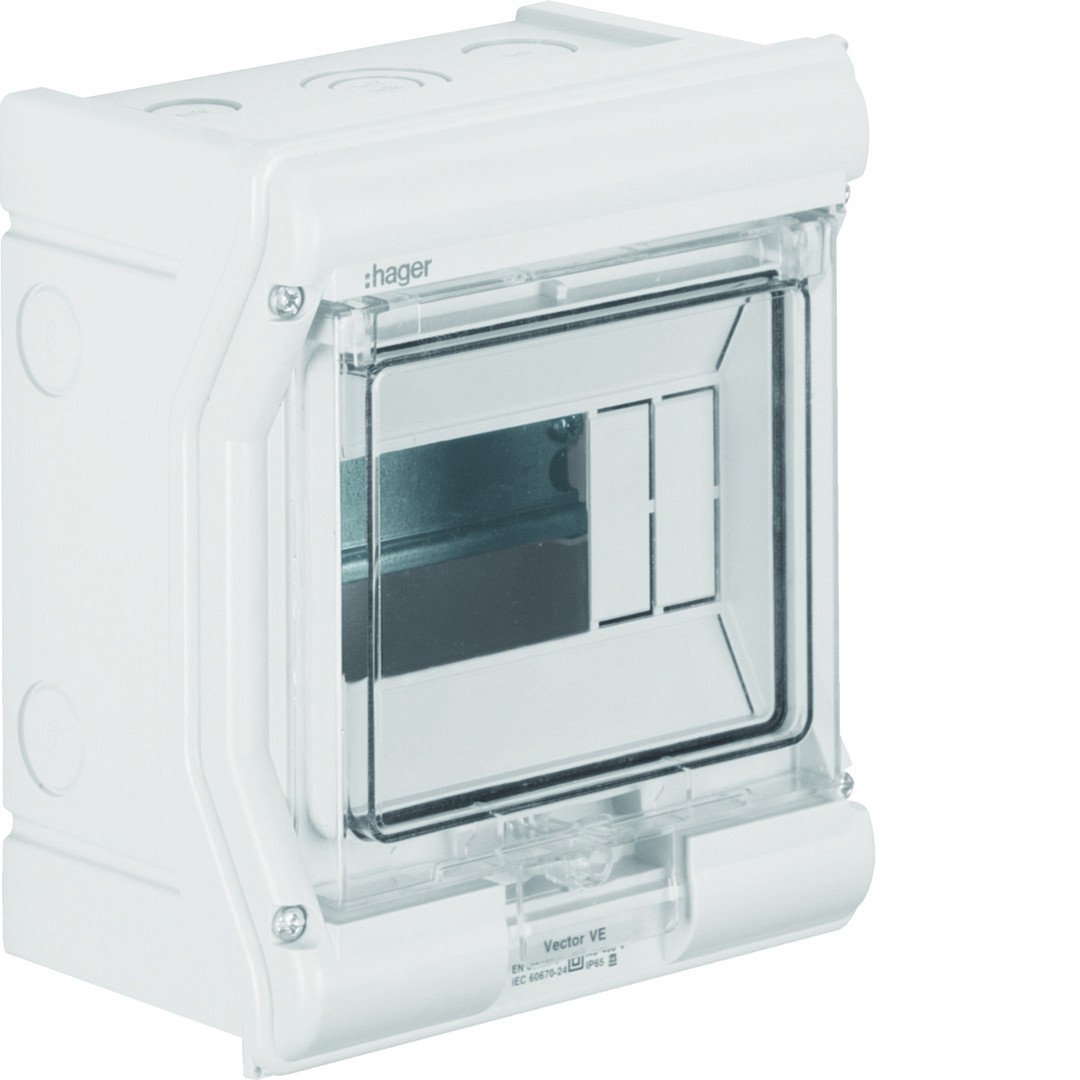 Moduulikotelo pinta-asennus Vector 1×4/6 moduulia PC-UV IP54, metr. läpil.aih.