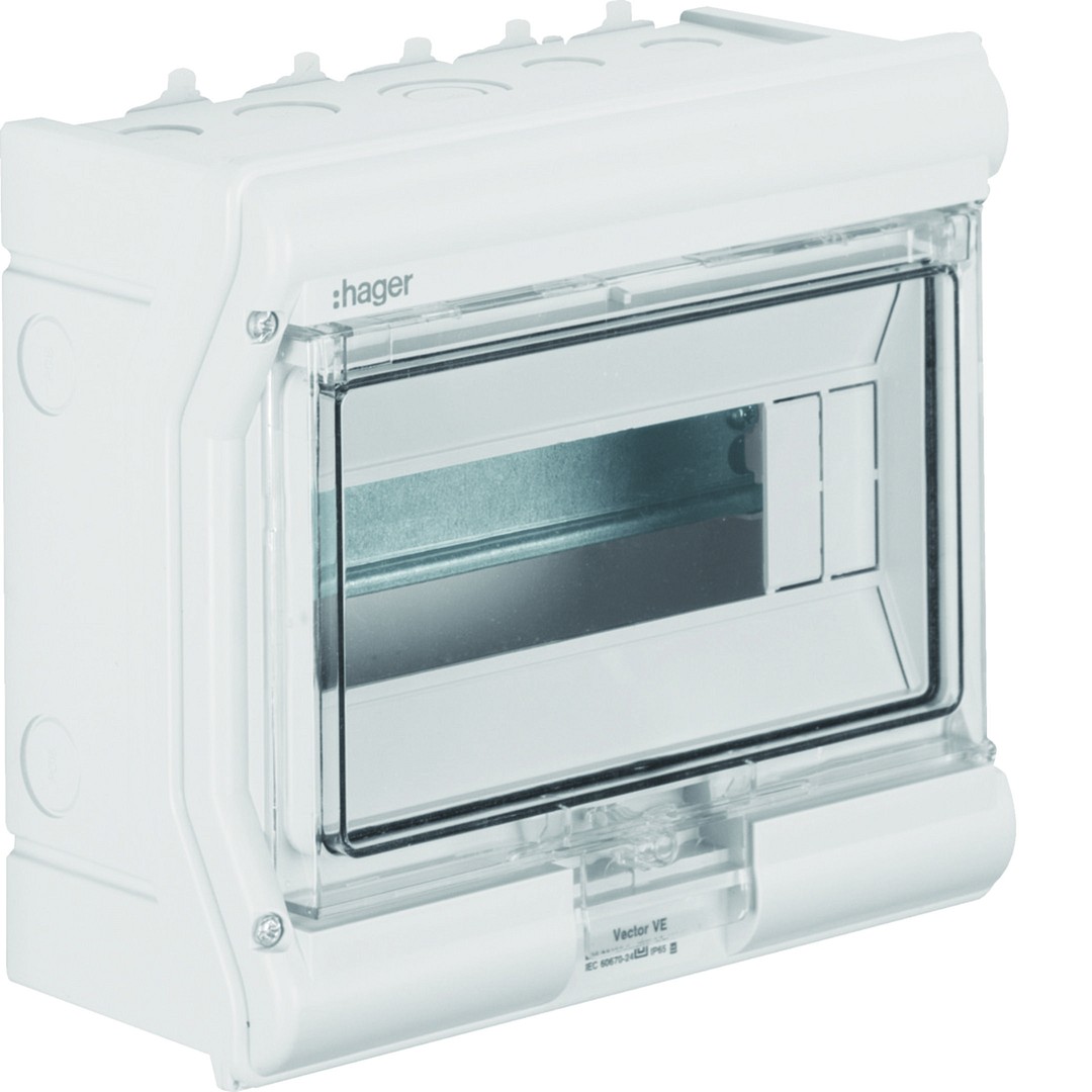 Moduulikotelo pinta-asennus Vector 1×10 moduulia PC-UV IP54, metr. läpil.aih.