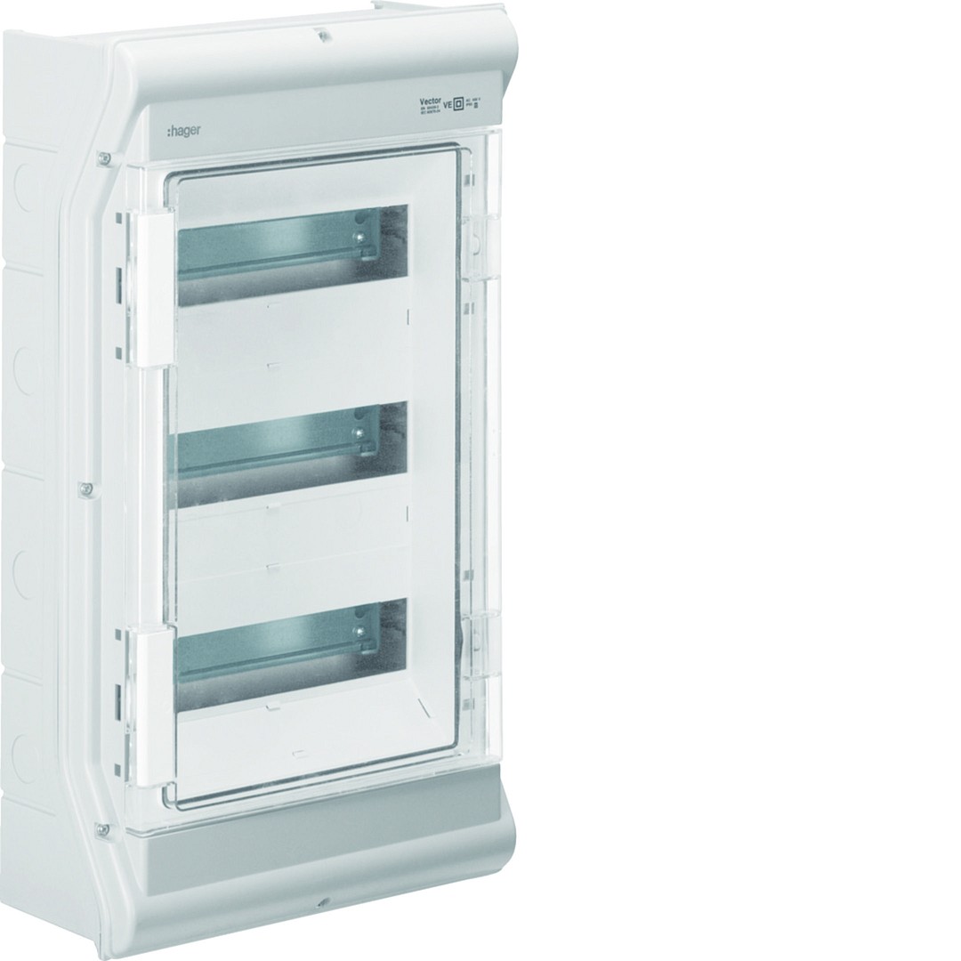 Moduulikotelo pinta-asennus Vector 3×12 moduulia PC-UV IP54, umpilaipoin