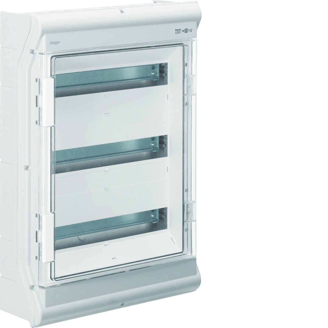 Moduulikotelo pinta-asennus Vector 3×18 moduulia PC-UV IP54, metr. läpil.aih.