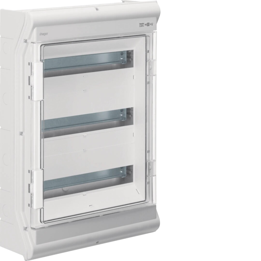Moduulikotelo pinta-asennus Vector 3×18 moduulia PC-UV IP54, umpilaipoin