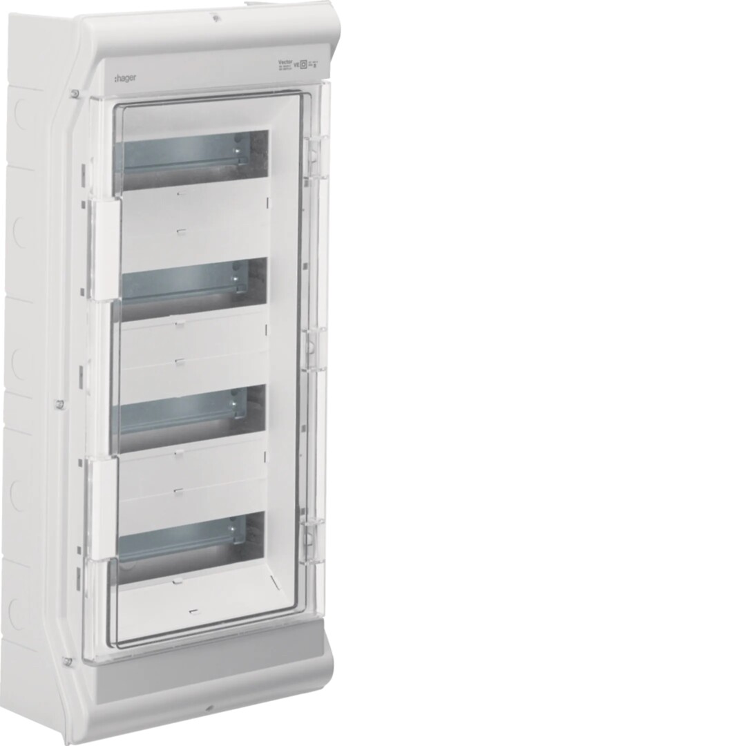 Moduulikotelo pinta-asennus Vector 4×12 moduulia PC-UV IP54, metr. läpil.aih.
