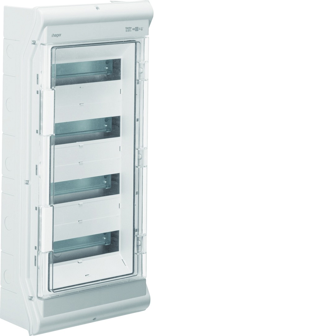 Moduulikotelo pinta-asennus Vector 4×12 moduulia PC-UV IP54, umpilaipoin