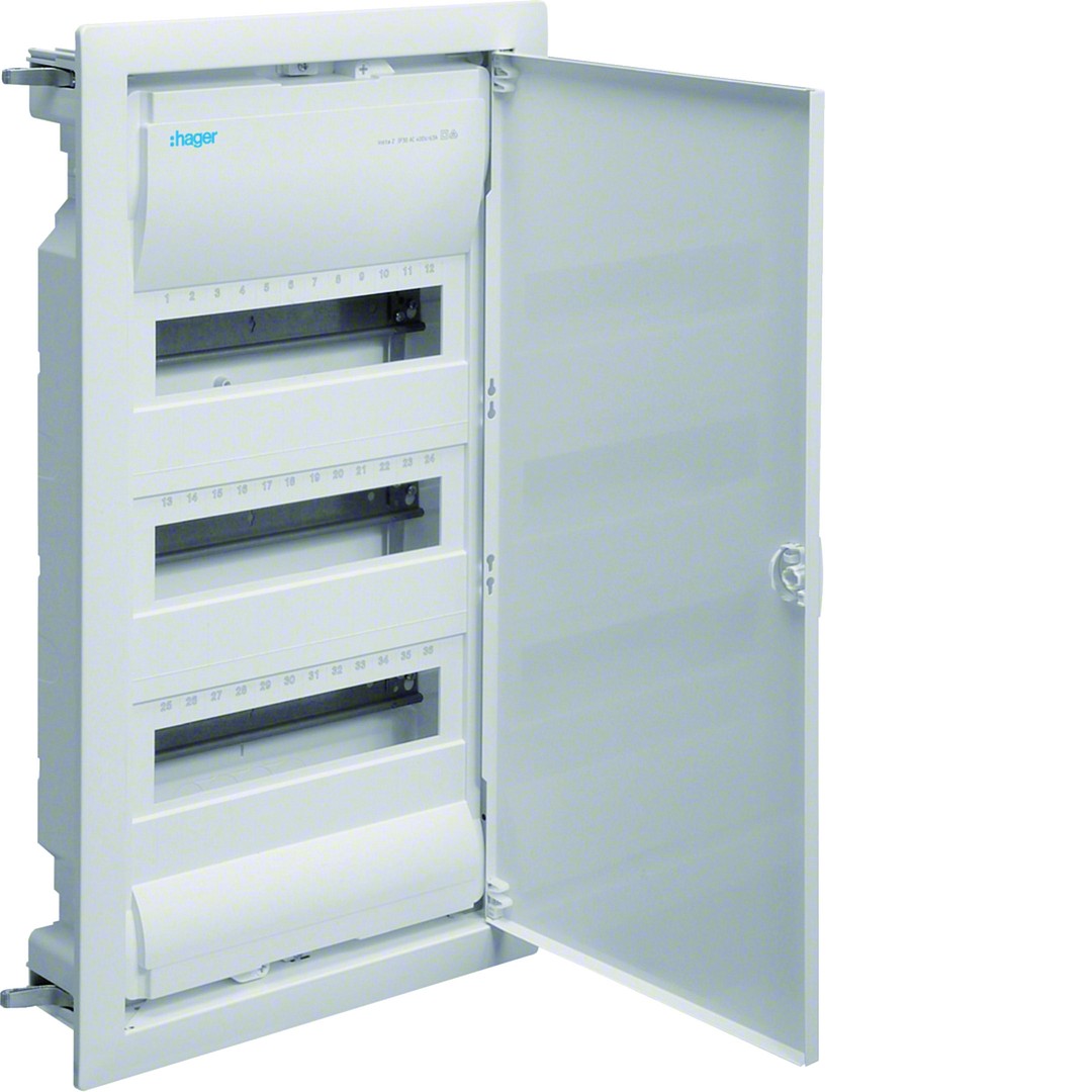 Moduulikotelo uppo, volta, 3×12 moduulia, IP30, metallisella ovikehyksellä