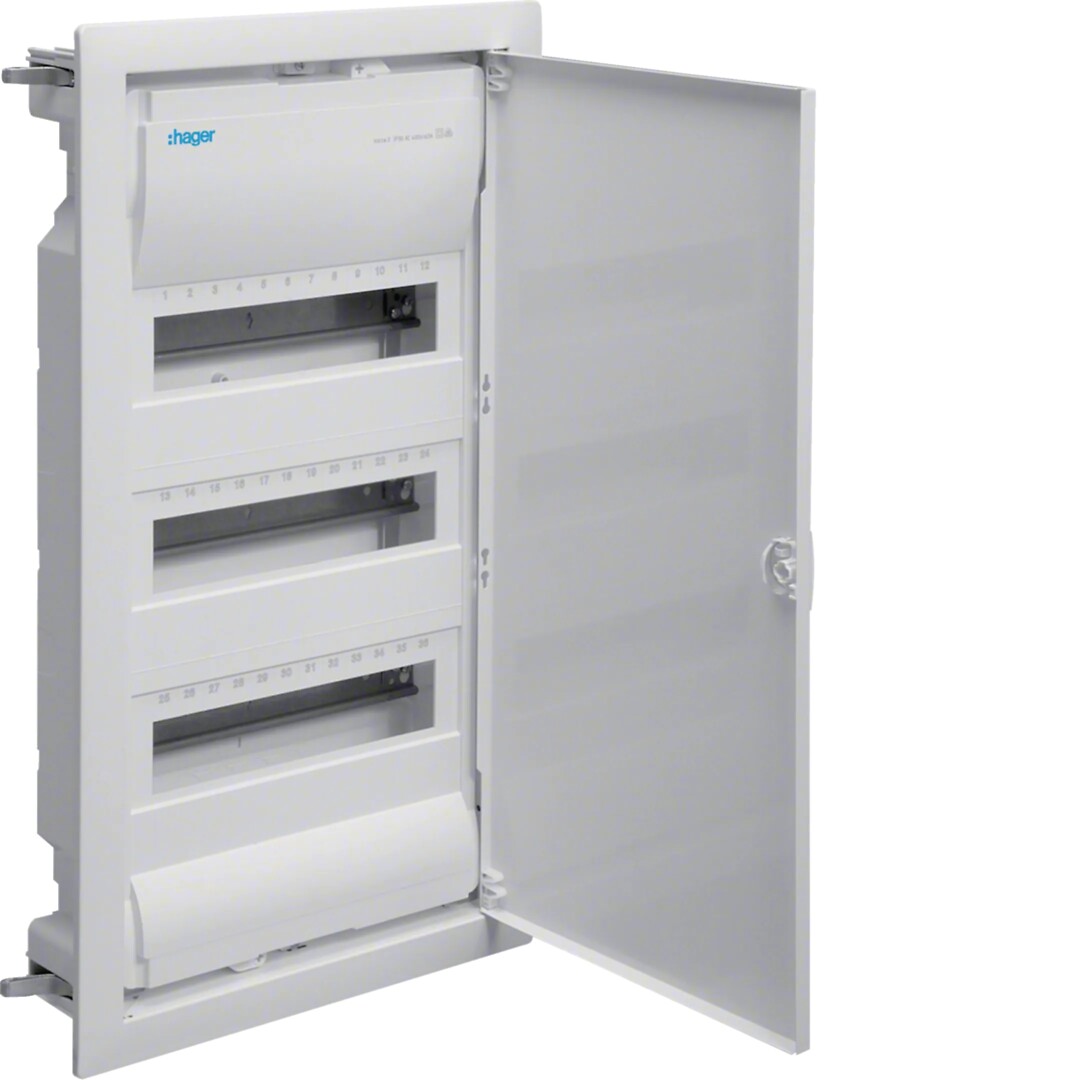 Moduulikotelo uppo, volta, 3×12 moduulia, IP30, metallisella ovikehyksellä
